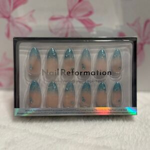 Nail Reformation Almond Press On Nails, Blue‎ Ombre Sparkle, 30 Nails